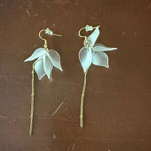 Elegant Gold and White Leaf Earrings